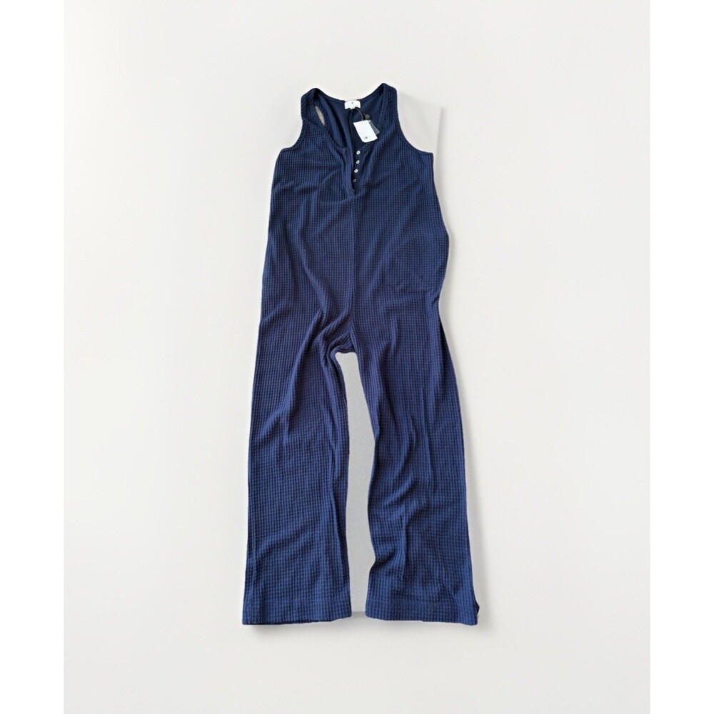 Socialite Navy Jumpsuit Size M Waffleknit Full Length New Pockets